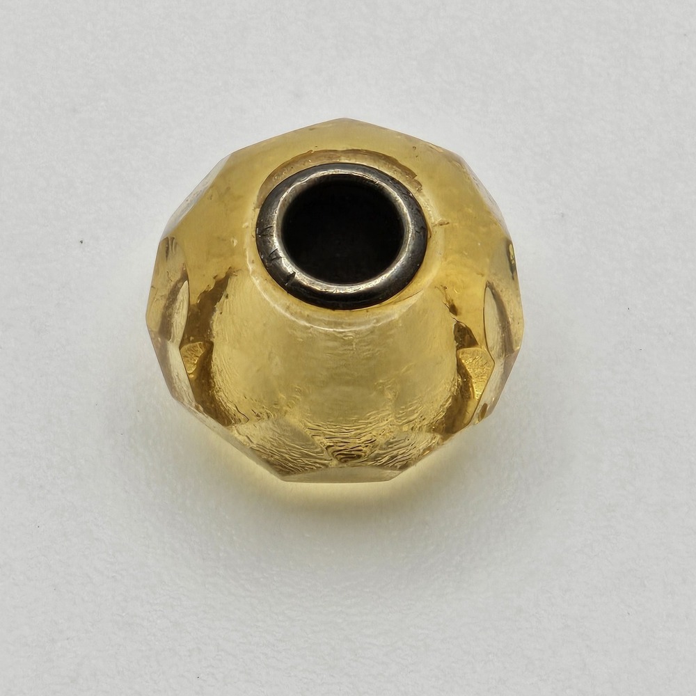 Authentic Trollbeads Yellow Prism Bead Charm Signed 925 LAA Sterling Silver